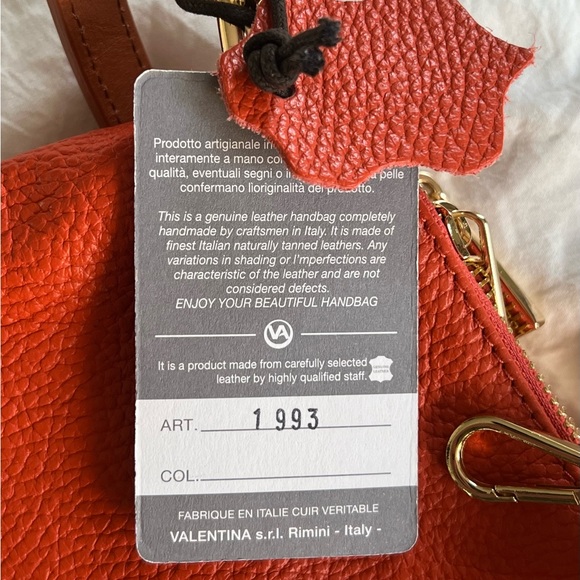 Valentina 1993 Orange Leather Shoulder Bag - Picture 9 of 11